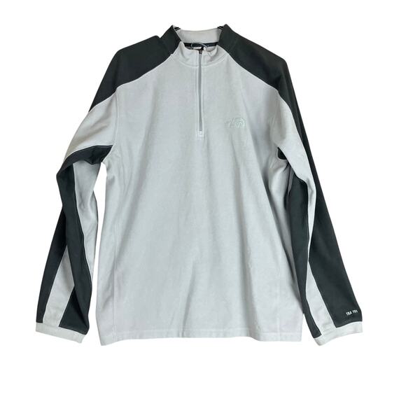 The North Face Mens Jacket Gray Colorblock Fleece Pullover 1/4 Zip Long Sleeve M - Picture 1 of 12